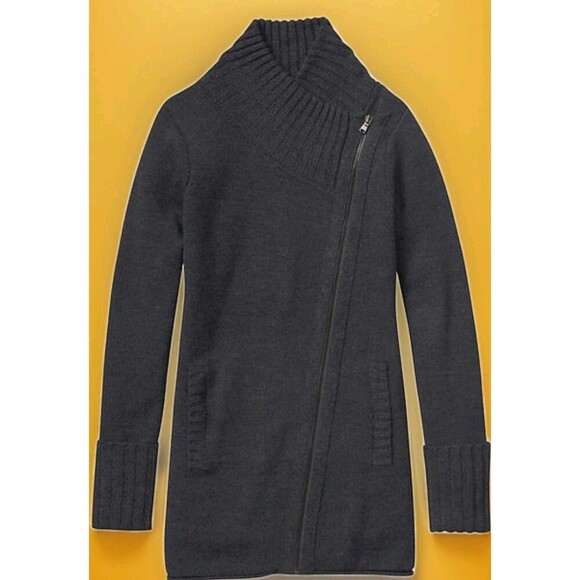 Athleta Sweaters - Athleta Chill Factor Sweater Coat Heavy WoolBlend Non Itch Sz S Charcoal Grey B7